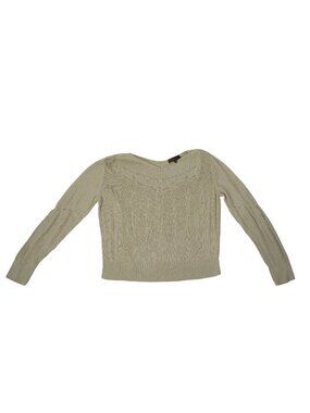 LOEWE Madrid Knit Sweater Beige Tan Pointelle Open Stitch Scoop Neck Women SizeM
